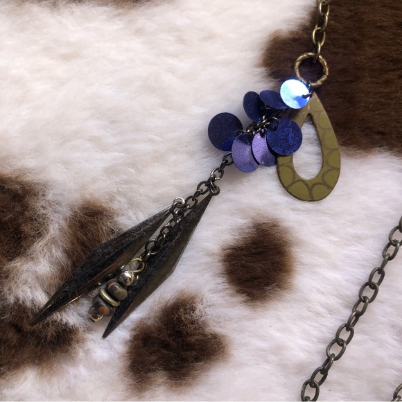 Elegant long length brass chain lariat necklace - Picture 4 of 6